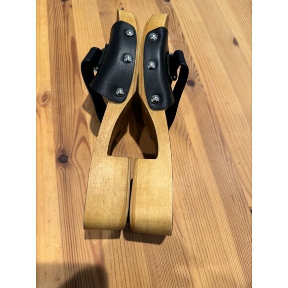 Free People x Intentionally Blank Cleo Wooden Clog Sandal Black Size 37 US 7 NEW - Picture 5 of 6